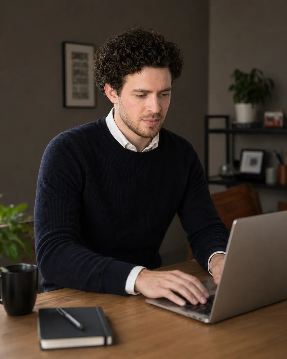 Moritz von Novio Media arbeitet an einer Website am Laptop